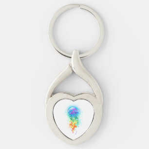 Rainbow jellyfish key ring