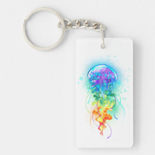 Rainbow jellyfish key ring