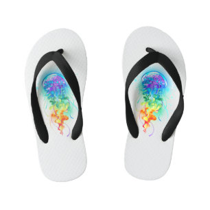Rainbow jellyfish kid's flip flops
