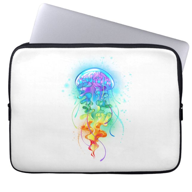 Rainbow jellyfish laptop sleeve (Front)