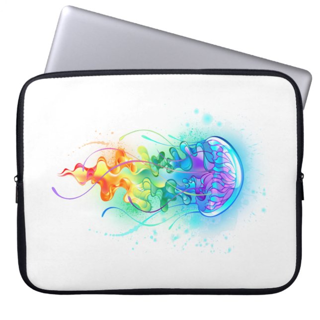 Rainbow jellyfish laptop sleeve (Front)