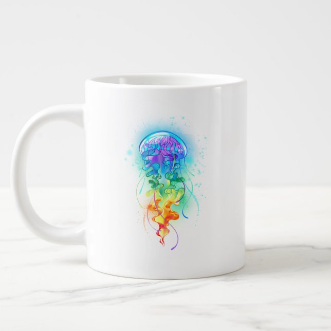 Rainbow jellyfish large coffee mug (Left)