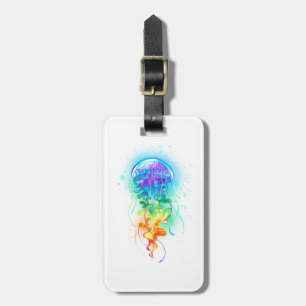 Rainbow jellyfish luggage tag
