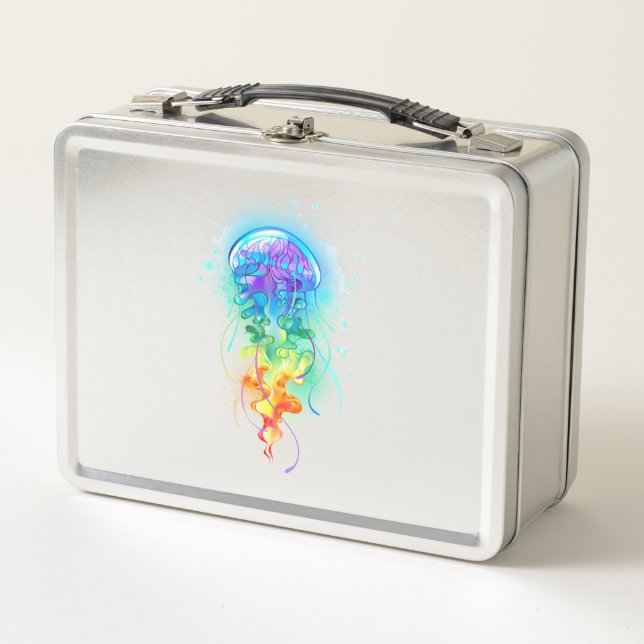 Rainbow jellyfish metal lunch box (Front)