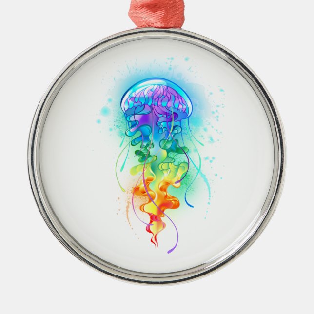 Rainbow jellyfish metal tree decoration (Front)