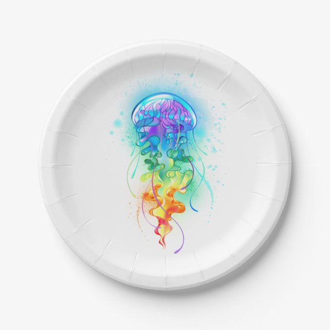 Rainbow jellyfish paper plate (Front)