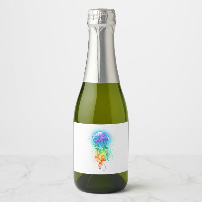 Rainbow jellyfish sparkling wine label (Front)