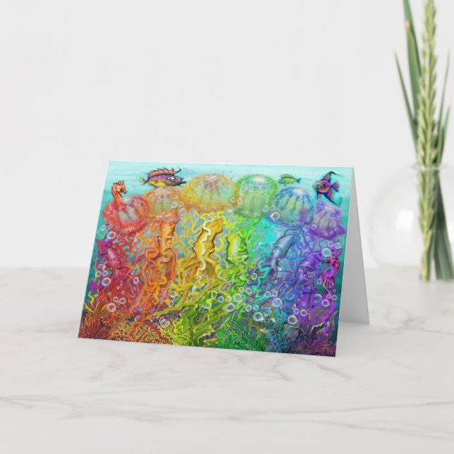 Rainbow Jellyfish Squids Card (Front)