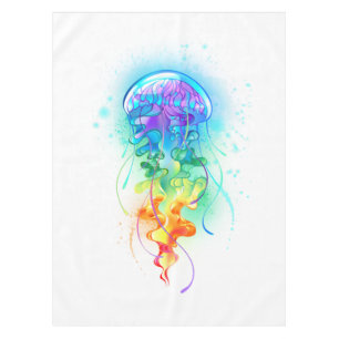 Rainbow jellyfish tablecloth