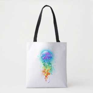 Rainbow jellyfish tote bag