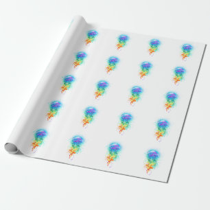 Rainbow jellyfish wrapping paper