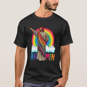 Rainbow Jesus Ah Men T-Shirt