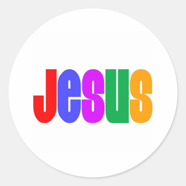 Rainbow Jesus Classic Round Sticker (Front)
