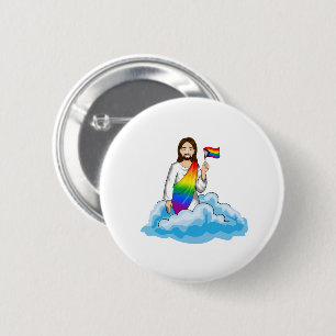 Rainbow Jesus Progress Flag 6 Cm Round Badge
