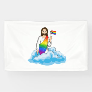 Rainbow Jesus Progress Flag Banner