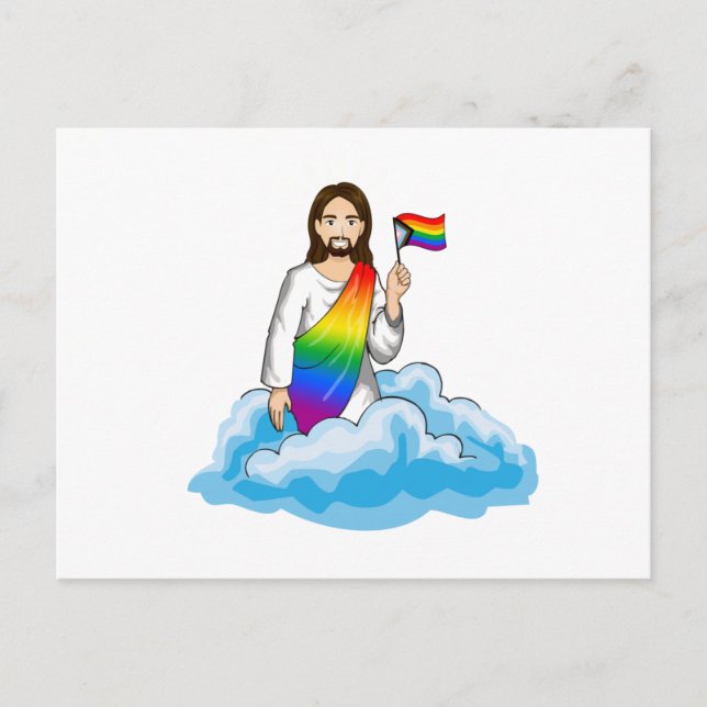Rainbow Jesus Progress Flag Postcard (Front)