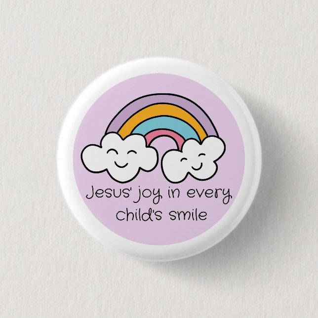 Rainbow Jesus's Joy In Every Child's Smile 3 Cm Round Badge (Front)