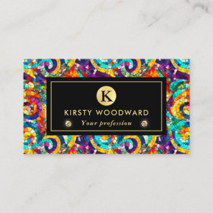 Rainbow Jewel Tone Mosaic Glass Pattern Business Card