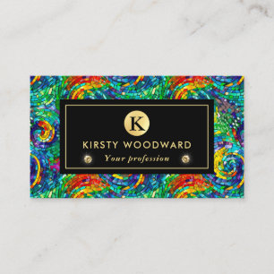 Rainbow Jewel Tone Mosaic Glass Pattern Business Card