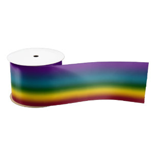Rainbow Jewel Tones in Gradient Stripes Satin Ribbon