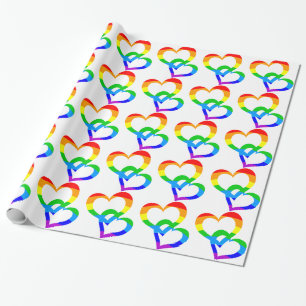 Rainbow Joined Hearts Gift Wrap