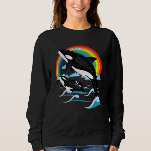 Rainbow & Jumping Orca Killer Whale Sweatshirt