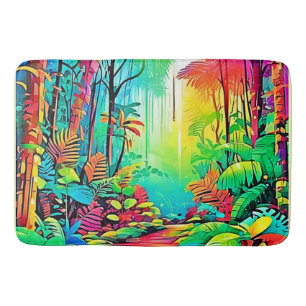 Rainbow Jungle: Vivid Dream Bath Mat