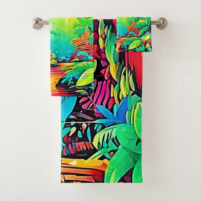 Rainbow Jungle: Vivid Dream Bath Towel Set (Insitu)