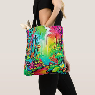 Rainbow Jungle: Vivid Dream Tote Bag