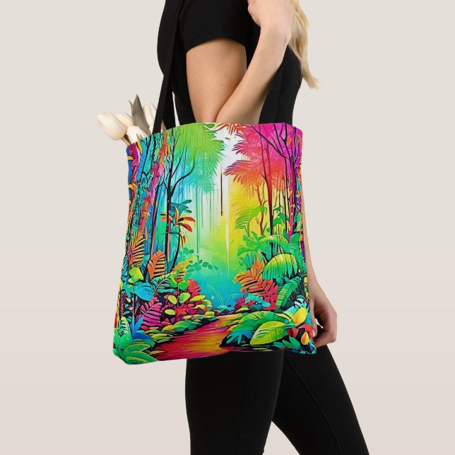 Rainbow Jungle: Vivid Dream Tote Bag (Close Up)