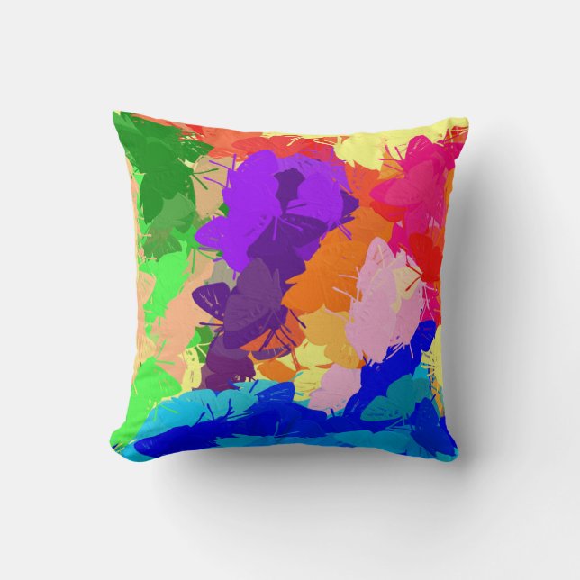Rainbow Kaleidoscope Butterflies Cushion (Front)