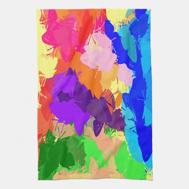 Rainbow Kaleidoscope Butterflies Tea Towel (Vertical)