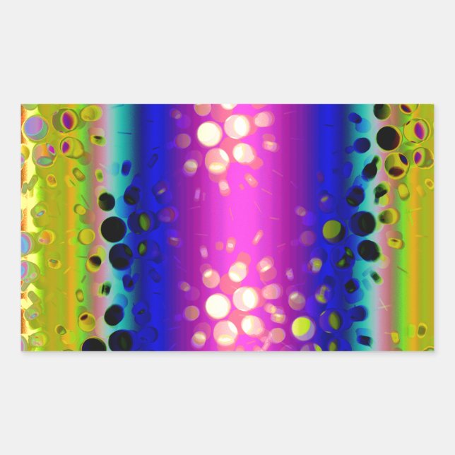 Rainbow Kaleidoscope Dotted Bursts Pattern Rectangular Sticker (Front)