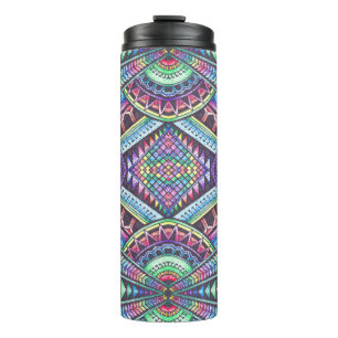 Rainbow Kaleidoscope Mandala Art Abstract Pattern Thermal Tumbler
