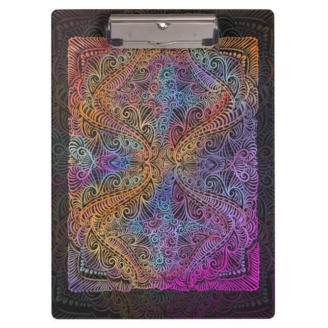 Rainbow Kaleidoscope Mandala Clipboard (Front)