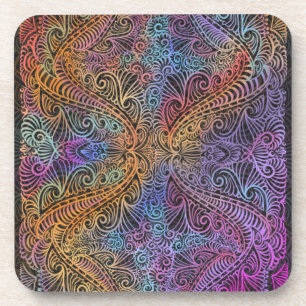 Rainbow Kaleidoscope Mandala Coaster