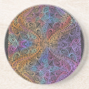 Rainbow Kaleidoscope Mandala Coaster