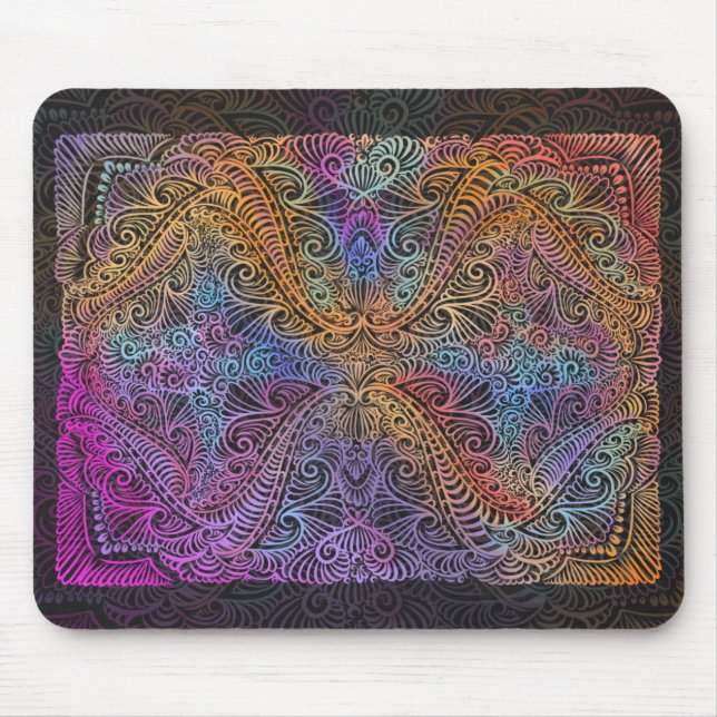 Rainbow Kaleidoscope Mandala Mouse Mat (Front)