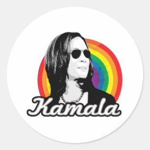 Rainbow Kamala Aviators Classic Round Sticker