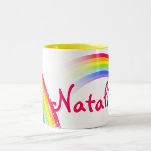 Rainbow kids 7 letter name mug