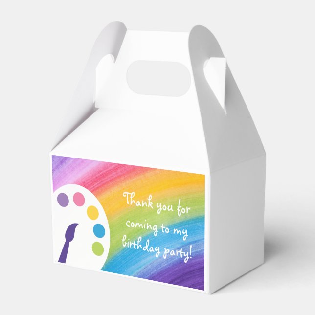 Rainbow Kids Art Party Favour Boxes (Front Side)