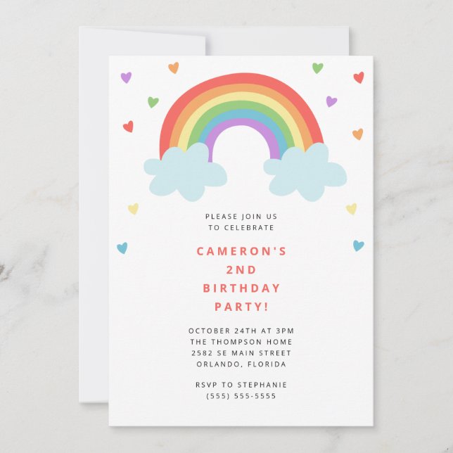 Rainbow Kids Birthday Invitation (Front)