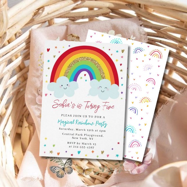 Rainbow Kids Birthday Party Invitation Magical  (Creator Uploaded)