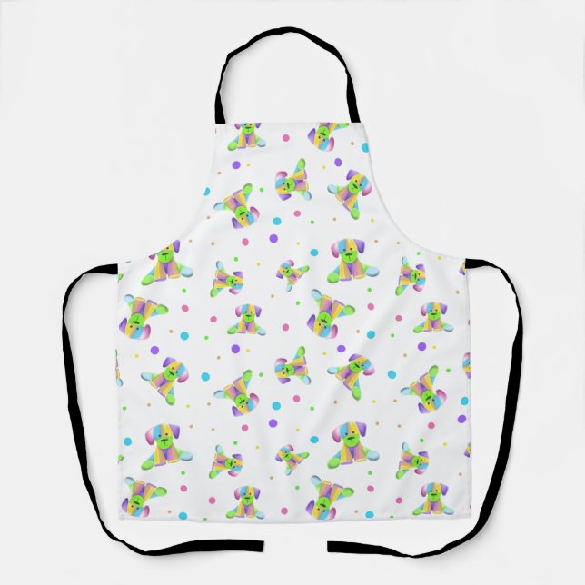 rainbow kids dog puppy polka dot bright fun colour apron (Front)
