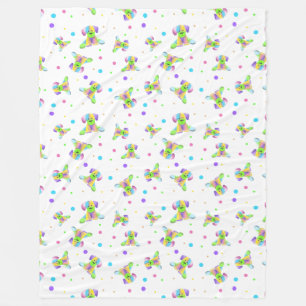 rainbow kids dog puppy polka dot bright fun colour fleece blanket