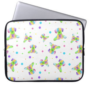 rainbow kids dog puppy polka dot bright fun colour laptop sleeve