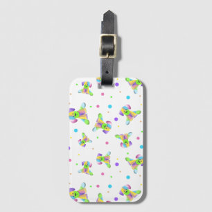 rainbow kids dog puppy polka dot bright fun colour luggage tag