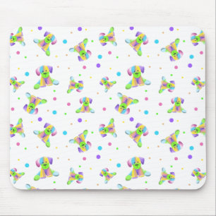 rainbow kids dog puppy polka dot bright fun colour mouse mat