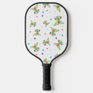 rainbow kids dog puppy polka dot bright fun colour pickleball paddle