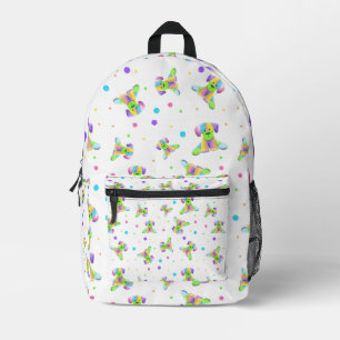 rainbow kids dog puppy polka dot bright fun colour printed backpack